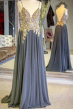 2024 V-Neck Prom Dresses A-Line With Ruffles And PPQYGFGJ