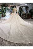 Ball Gown Wedding Dresses Long Sleeves Sweetheart Top Quality Appliques PD9J52PK