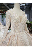 Ball Gown Wedding Dresses V Neck Long Sleeves Top Quality Appliques P5RQDHGP