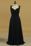 2024 Bridesmaid Dresses A Line Straps With Ruffles And Sash P71CT2LB