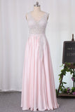 2024 New Arrival A Line Scoop Chiffon Bridesmaid Dresses With Applique P3C1SSSB