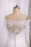 2024 Wedding Dresses A Line Long Sleeves Boat Neck PYD223R5