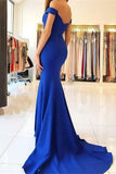 Off The Shoulder Long Royal Blue Sheath Party Prom Dresses PCYL1QPZ