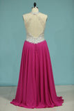 2024 Gorgeous Prom Dresses A Line Scoop Chiffon P3LS93F9