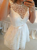 A-line Hot-selling Mini Lace Hollow Homecoming Dresses