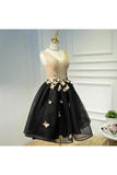 A Line Black V Neck Homecoming Dresses Sleeveless PAZ9F5HP