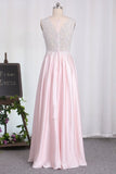 2024 New Arrival A Line Scoop Chiffon Bridesmaid Dresses With Applique P3C1SSSB