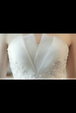 Ball Gown Tulle Wedding Dresses Strapless Appliques Beads PMBFK3T3