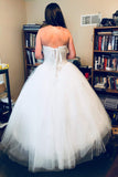 Sweetheart Sleeveless Tulle Sparkly Beading Ball Gown Wedding Dresses