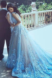 2024 Straps Prom Dresses A Line Tulle With Handmade PNKNFDLS