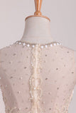 2024 New Arrival Scoop Beaded Bodice Homecoming Dresses A Line Satin Two PRLJTJ1L