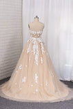 2024 Wedding Dresses A Line Tulle Sweetheart With Applique PBAGD2ZB