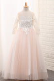 2024 Scoop Flower Girl Dresses Ball Gown Long Sleeves PCE57SD1