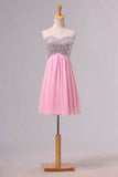 2024 Homecoming Dresses Empire Waist Sweetheart Short/Mini Chiffon With PPD4ZEDX