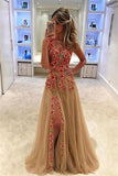 Beautiful Long Front Split A-Line Prom Dresses PR9X3PS7