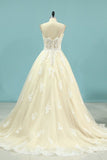 2024 New Arrival Wedding Dresses A Line Tulle Spaghetti P2MAC1R2