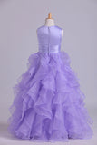 2024 Flower Girl Dresses Ball Gown Scoop Floor Length PDMG67LD