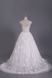 2024 Tulle Scoop Short Sleeves Wedding Dresses A Line PNSK9KC1