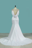 2024 Sexy Open Back Mermaid Wedding Dresses Scoop PDEL46Z2