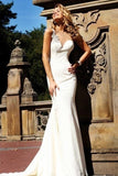 2024 Prom Dresses Mermaid White Satin With P1M566SD