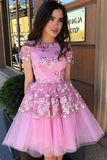 Homecoming Dresses Tulle Short Sleeves A Line Charming PG4AZXY9