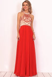 2024 Chiffon Scoop Prom Dresses A Line With Beads&Rhinestones Chiffon PAQGDJA5