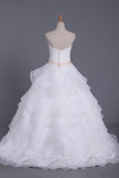 2024 New Arrival Wedding Dresses Sweetheart A Line Organza With Beading & PEE7DMAX