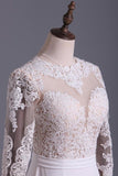 Wedding Dresses Scoop Long Sleeves With Sash Sweep P8TBNJ5Y