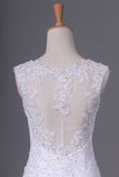 2024 Wedding Dresses Straps Organza With Applique And PQAM63PK