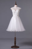 2024 Scoop Homecoming Dresses A Line Tulle With Applique & P51FB1SF