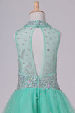 2024 Homecoming Dresses High Neck A Line Short/Mini Beaded Bodice Tulle Open P2X5D1GC