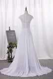 2024 Wedding Dresses Scoop Cap Sleeves Chiffon With P7LS7H13