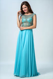 2024 Prom Dress Scoop A Line Floor Length Beaded Tulle Bodice With Chiffon P2CZ94EZ