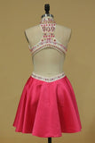 2024 Homecoming Dresses A Line High Neck Beaded Bodice Short/Mini PPQJGFFR