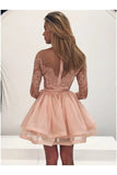 Round Neck Long Sleeves Homecoming Dresses Tulle PJABRG4A