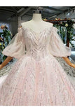 Ball Gown Wedding Dresses Sweetheart 1/2 Sleeves Top Quality Appliques PM8RJ6QL