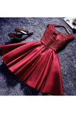 A Line Short Satin Homecoming Dresses Lace PQT2LMHS