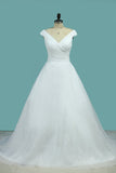 2024 A Line Pleated Bodice Off The Shoulder Wedding PG2A8HR2