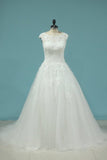 2024 Tulle Bateau Wedding Dresses Open Back With PRCMTNLQ