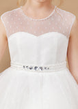 Sleeveless Ivory Lace Tulle Flower Girl Dresses