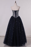 2024 Ball Gown Floor Length Sweetheart Beaded Bodice Quinceanera PJ7216QR