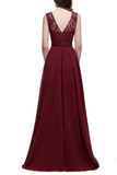 Heaven Sleeveless Floor Length Natural Waist Chiffon V-Neck A-Line/Princess Bridesmaid Dresses