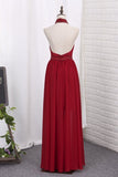 2024 Sheath Halter Lace & Chiffon Prom Dresses PBC4EYAZ