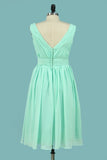 2024 Bridesmaid Dresses V Neck Chiffon With Ruffles A PNDNYJF1