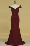 2024 Prom Dresses Spandex Off The Shoulder With Applique PD1QAL66