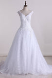 2024 Wedding Dresses Off The Shoulder Tulle & Lace With Applique PY737HLR