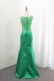 2024 Mermaid Satin Scoop Prom Dresses With Embroidery PGS8TEBN