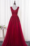 2024 New Arrival V Neck Tulle With Applique And Sash A Line P33L1JTP