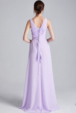 Kaliyah Floor Length V-Neck Natural Waist Sleeveless A-Line/Princess Chiffon Bridesmaid Dresses