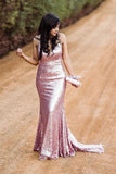 Sparkly Spaghetti Straps V Neck Prom Dresses With Sequins Dance STIPEDSHJM6